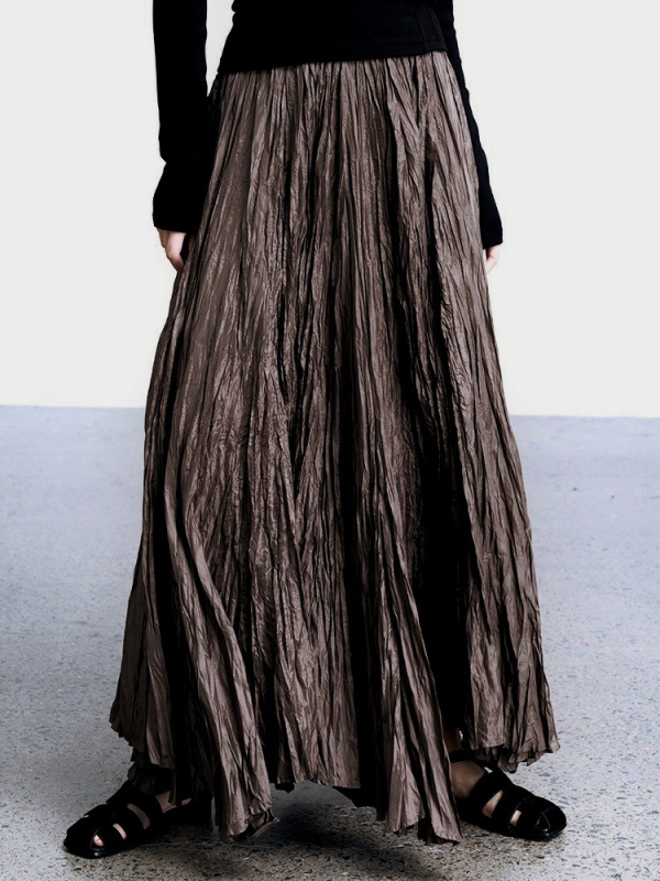 Пола с плисиран дизайн, висока талия, полиестер, пролет 2025 минималистичен стил.