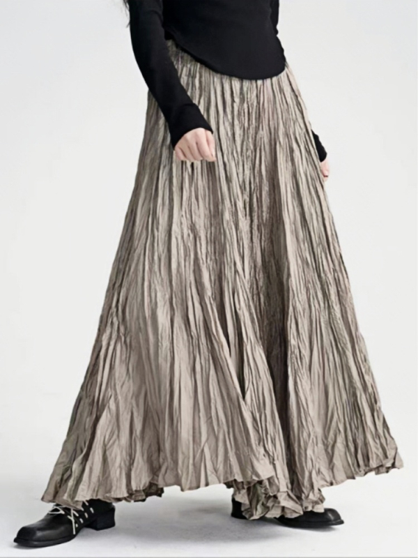 Пола с плисиран дизайн, висока талия, полиестер, пролет 2025 минималистичен стил.