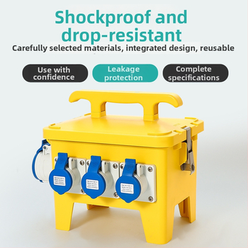 Hansheng индустриална водоустойчива преносима кутия за разпределение на захранване със защита от утечки, 2 реда, IP65, номинален ток до 125A, PC-ABS корпус