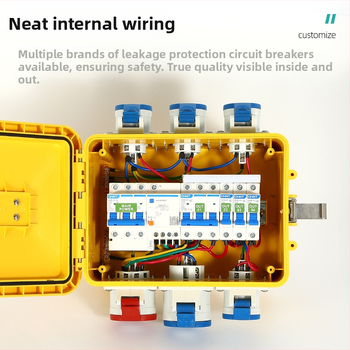 Hansheng индустриална водоустойчива преносима кутия за разпределение на захранване със защита от утечки, 2 реда, IP65, номинален ток до 125A, PC-ABS корпус