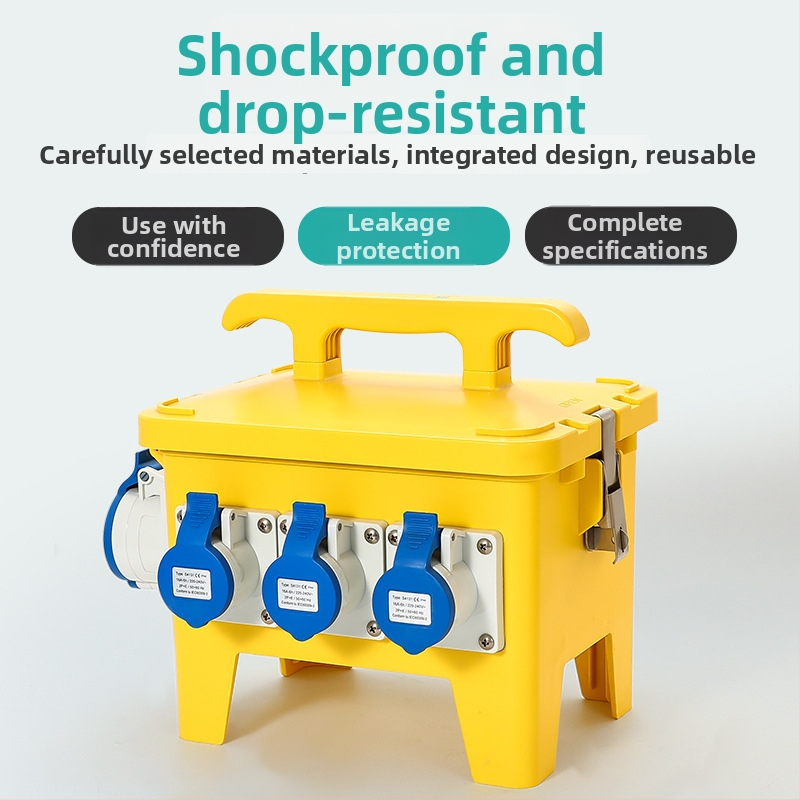 Hansheng индустриална водоустойчива преносима кутия за разпределение на захранване със защита от утечки, 2 реда, IP65, номинален ток до 125A, PC-ABS корпус