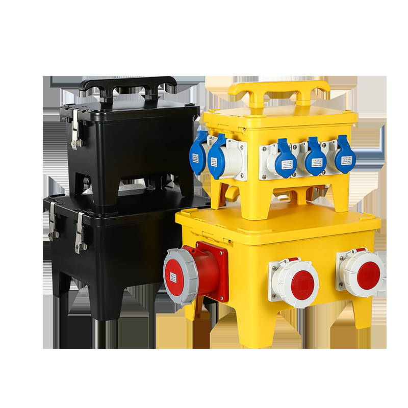 Hansheng индустриална водоустойчива преносима кутия за разпределение на захранване със защита от утечки, 2 реда, IP65, номинален ток до 125A, PC-ABS корпус