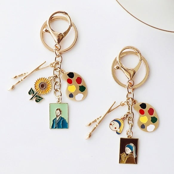 Kljucni privjesak s inspiracijom Van Gogha: skice, cinkova legura, moderna umjetnost, individualno pakirano
