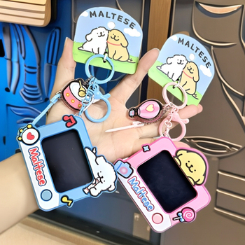 Μίνι ηλεκτρονικός πίνακας γραφής με σκύλο σε γραμμικό σχέδιο — κλειδοθήκη και κρεμαστό για τσάντες ή αυτοκίνητα