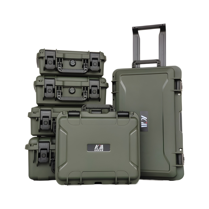 Boje zelena PP prijenosna kutija za municiju i komunikacijsku opremu, vodootporna, prašinu otporna i eksplozije otporna sigurnosna kutija
