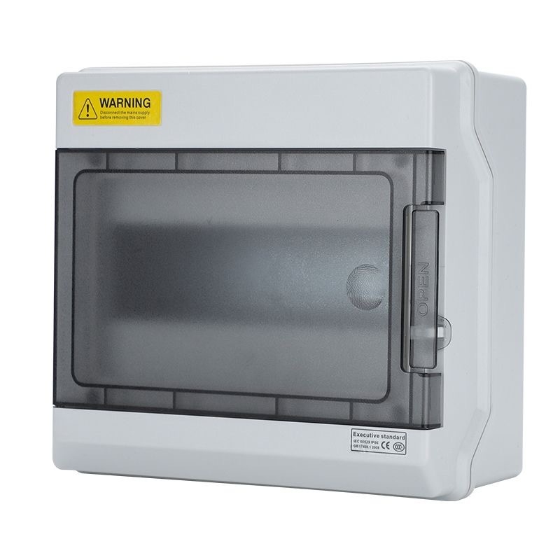 Vezetékelosztó doboz, kültéri IP65 vízálló, ABS burkolat PC fedéllel, falra szerelhető, 4/6/9/12/15/18/24/36 áramkör, CE tanúsítvány