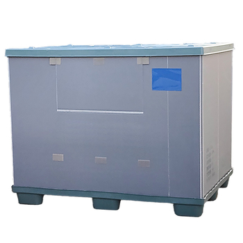 HDPE пластмасова палетна кутия с горни и долни капаци, влагозащита, клетъчна сгъстена конструкция, товароносимост 600 кг