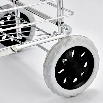 Четириколесна количка за пазаруване с дръжка, сгъваема и лека, алуминиева сплав, товароподемност 20 кг