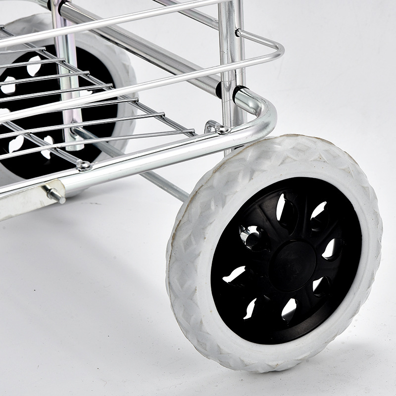 Четириколесна количка за пазаруване с дръжка, сгъваема и лека, алуминиева сплав, товароподемност 20 кг