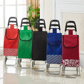 Двуколесна преносима количка за пазаруване с метална рамка, минималистичен стил, максимално натоварване: 25