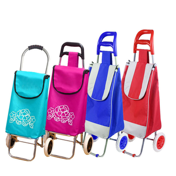Двуколесна преносима количка за пазаруване с метална рамка, минималистичен стил, максимално натоварване: 25