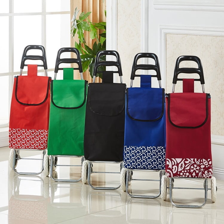 Двуколесна преносима количка за пазаруване с метална рамка, минималистичен стил, максимално натоварване: 25