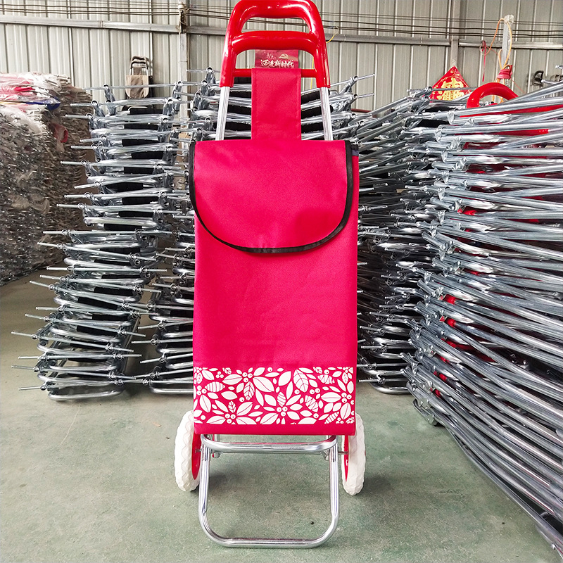 Двуколесна преносима количка за пазаруване с метална рамка, минималистичен стил, максимално натоварване: 25