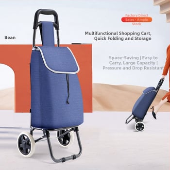 Сгъваема двуколесна количка за пазаруване с подвижен дизайн и персонализация на логото