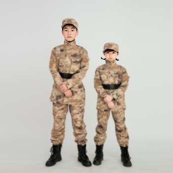 Детски камуфлажен комплект дрехи – памучно-базирана смес, всички сезони, антизамърсяваща и дезинфекционна, камуфлажен модел, унисекс, за бягане, колоездене, туризъм и къмпинг