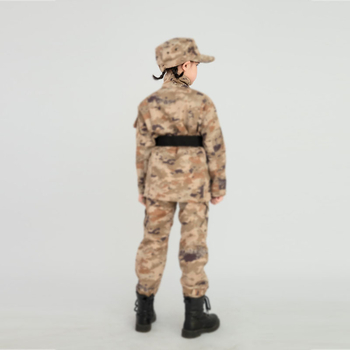 Детски камуфлажен комплект дрехи – памучно-базирана смес, всички сезони, антизамърсяваща и дезинфекционна, камуфлажен модел, унисекс, за бягане, колоездене, туризъм и къмпинг
