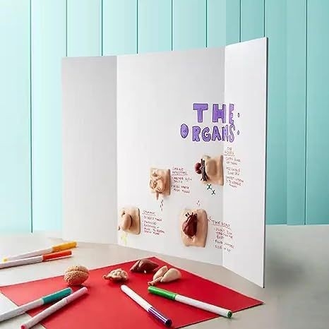 Shengming трисгъваема постерна дъска, бяла, UV печат върху corrugated хартия, 1 бр., за домашен офис