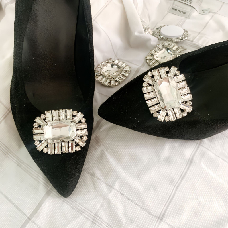Otklonjiva kvadratna rhinestone ukrasna kopča za vrh cipala — Model Mxl, Brand LXM, Prava koža, Izvorni dizajn; pogodna za tenisice, kožne cipele, čizme, sandale; sve sezone