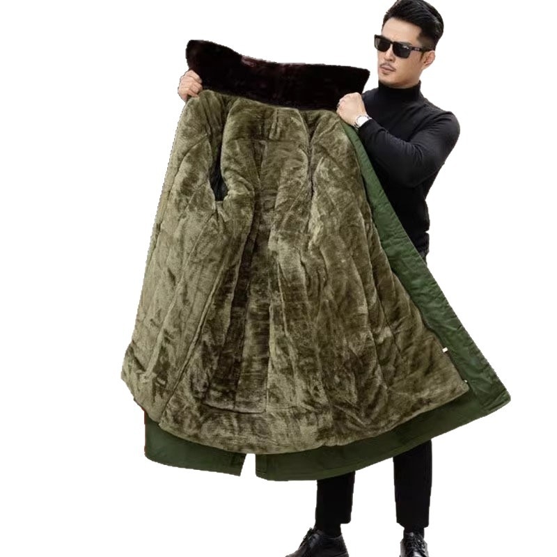 Ανδρικό χειμερινό παλτό από βαμβάκι, παχύτερο, με αφαιρούμενη και πλενόμενη επένδυση, ύφασμα βαμβάκι-μπλέντ, ζεστό