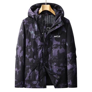 Muška jakna s downom, radnički casual stil, stojeći ovratnik, zatvara se na zip, 650 punjenja, vanjski materijal 100% poliester, vodootporna i otporna na vjetar