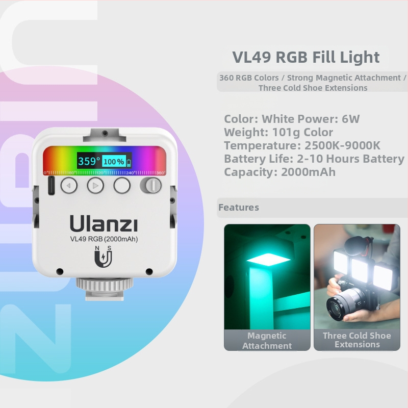 VL49RGB LED de umplere RGB pentru fotografie; lumină portabilă pentru telefoane mobile și camere; potrivit pentru streaming live