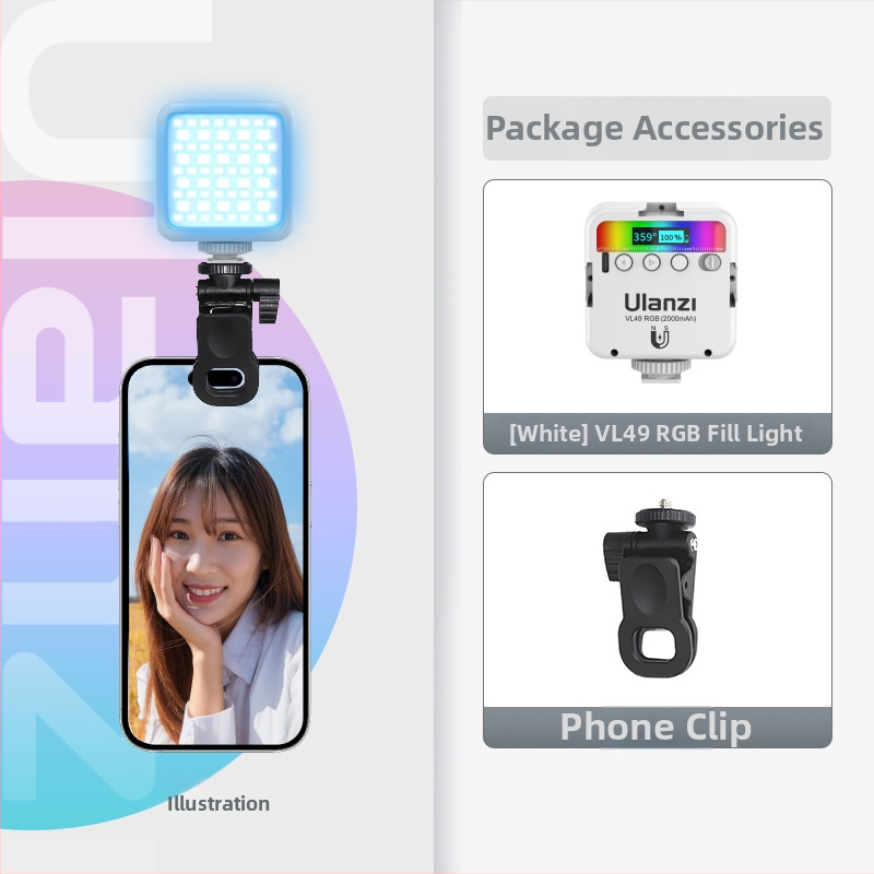 VL49RGB LED de umplere RGB pentru fotografie; lumină portabilă pentru telefoane mobile și camere; potrivit pentru streaming live