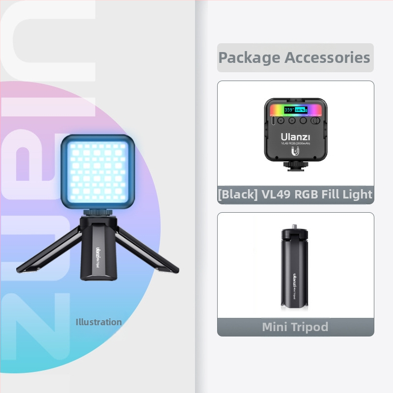 VL49RGB LED de umplere RGB pentru fotografie; lumină portabilă pentru telefoane mobile și camere; potrivit pentru streaming live