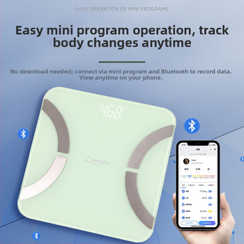 Bluetooth váha na meranie telesného tuku pre domáce fitnes stredisko, nabíjateľná, bezdrôtové synchronizovanie údajov, kompatibilná s Android/iOS, rozsah hmotnosti 0,2–180 kg