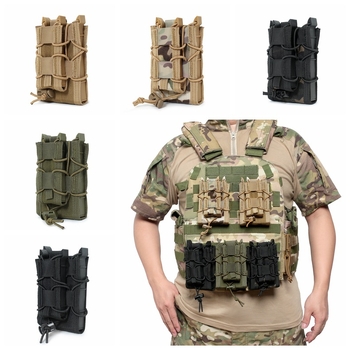 Dual MOLLE torbica za magazinske spremnike 9mm i 5.56, s brzim oslobađanjem i torbom za dodatke (Materijal: Nylon; Upotreba: vanjski sportovi; Godina izdavanja: proljeće 2023; Kategorija: vanjski kamuflažni, vojne torbe)