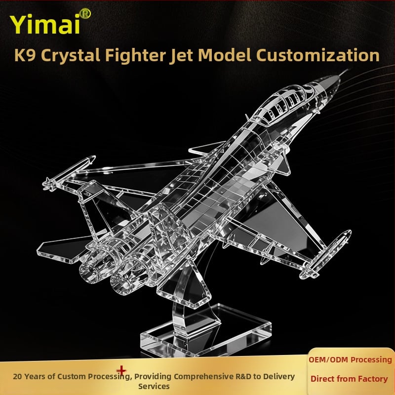 J-35 laevakandjale mõeldud lennukimudel, kristallist 3D-sisegravüüuriga, suuremahuline eksponaat