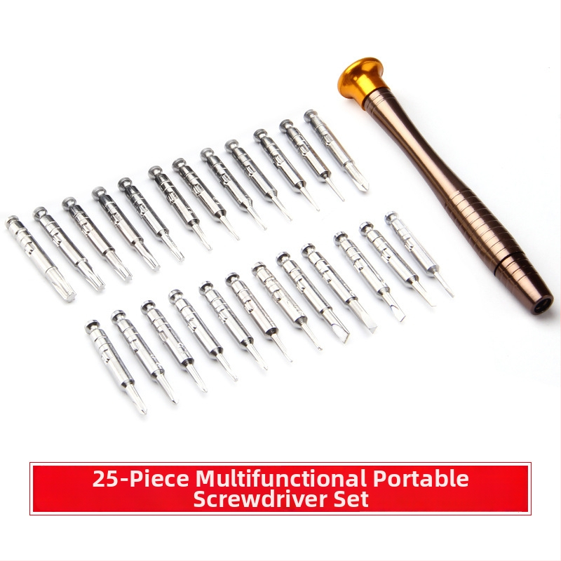 Sada na opravu okuliarov s koženým púzdrom, viacúčelová sada skrutkovačov s 25 prvkami, univerzálne použitie