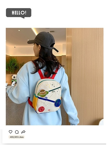 Nylon iskolai hátizsák Cartoon Planet anime mintával, kapacitás 20 L alatt, görbült vállpánttal