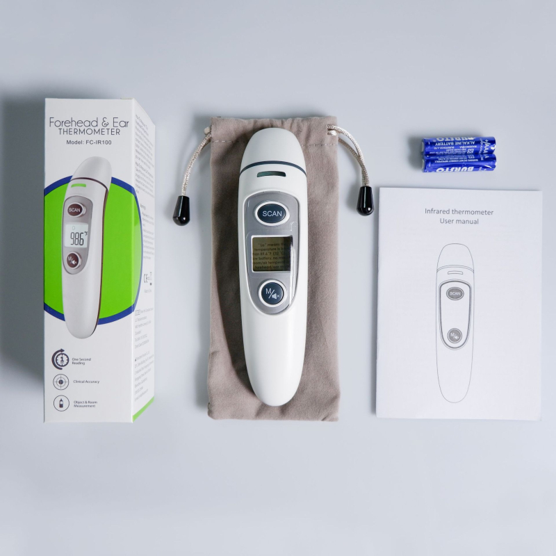 Интелигентен инфрачервен термометър FC-IR100 за чело и ухо, Bluetooth, LCD дисплей, гласово известяване, експортиране на данни
