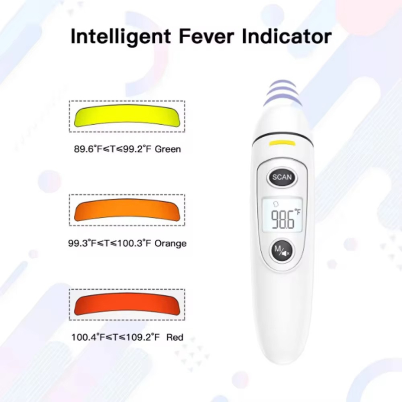 Ушен инфрачервен термометър за бебета и деца, домашна употреба, LCD дисплей, бързо измерване, нощен режим, водоустойчив