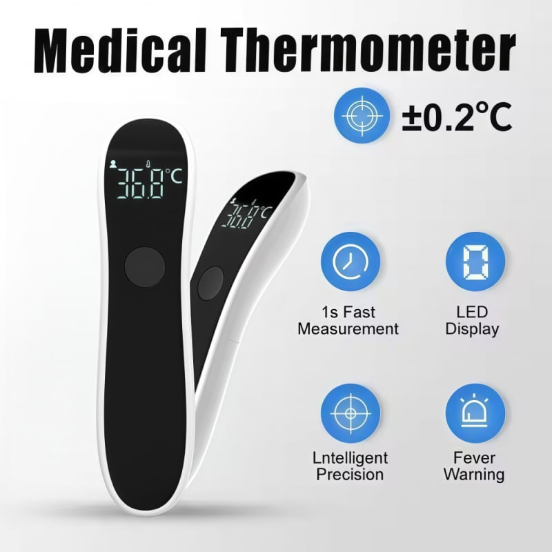Безконтактен инфрачерен термометър за чело, ръчен, модел B2-3, батерии AA