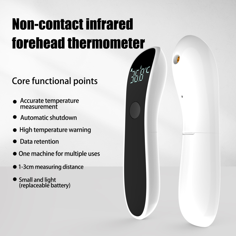 Безконтактен инфрачерен термометър за чело, ръчен, модел B2-3, батерии AA