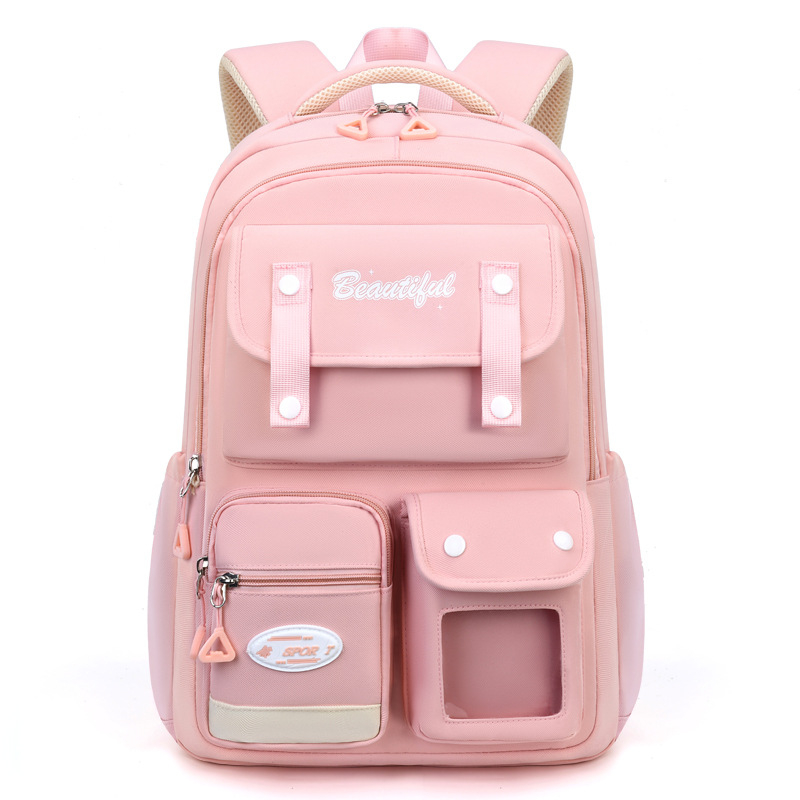 Ученическа раница за момичета, извита презрамка, полиестер, дишаща, износоустойчива, намаляване на теглото (полиестер; дишаща; износоустойчива; намаляване на теглото; извита презрамка)