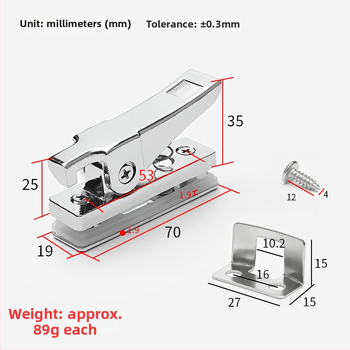 Monledge Zámok s hákom – Frameless Glass Snap Lock, zliatina zinku, na posuvné okná, moderný dizajn