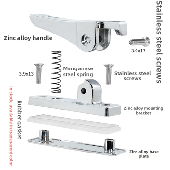 Monledge Zámok s hákom – Frameless Glass Snap Lock, zliatina zinku, na posuvné okná, moderný dizajn