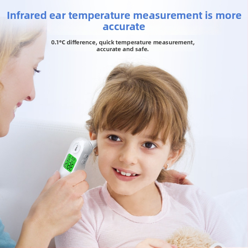 Електронен термометър за челото и ухото, модел WAM-006, батерия: 1, тегло: 156 g, носене: в ухото, режим: ушен термометър