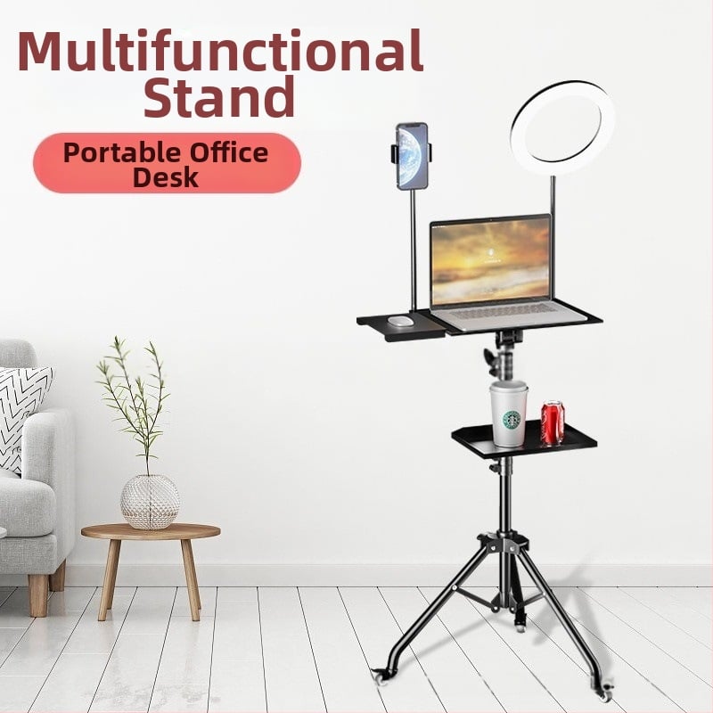 Βάση για φορητό υπολογιστή με ρυθμιζόμενο ύψος, ράφι γραφείου και περιστρεφόμενο δίσκο σε βάση τρίποδου