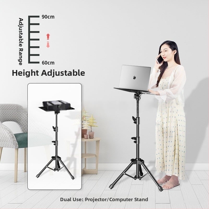 Βάση για φορητό υπολογιστή με ρυθμιζόμενο ύψος, ράφι γραφείου και περιστρεφόμενο δίσκο σε βάση τρίποδου