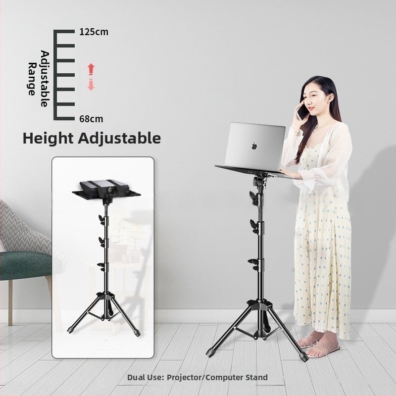 Βάση για φορητό υπολογιστή με ρυθμιζόμενο ύψος, ράφι γραφείου και περιστρεφόμενο δίσκο σε βάση τρίποδου