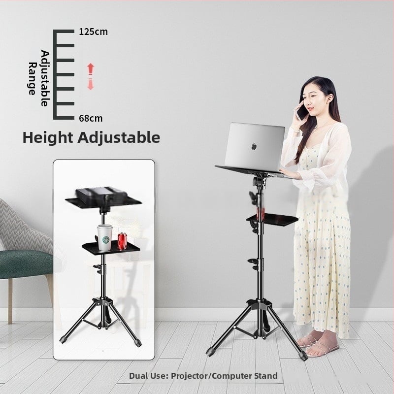 Βάση για φορητό υπολογιστή με ρυθμιζόμενο ύψος, ράφι γραφείου και περιστρεφόμενο δίσκο σε βάση τρίποδου