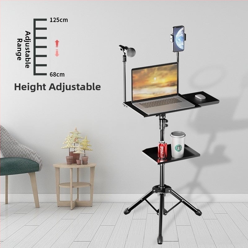 Βάση για φορητό υπολογιστή με ρυθμιζόμενο ύψος, ράφι γραφείου και περιστρεφόμενο δίσκο σε βάση τρίποδου