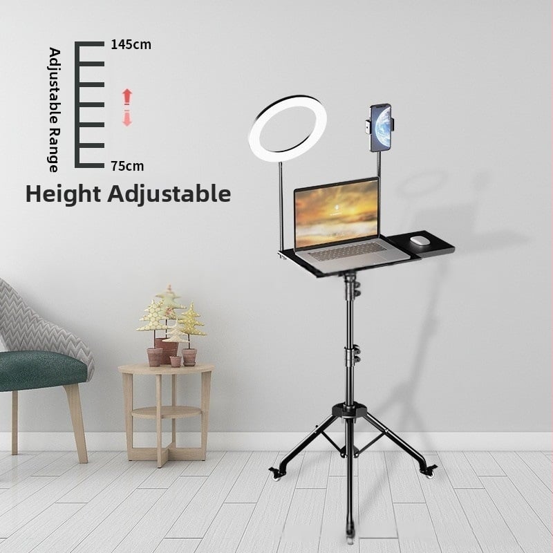 Βάση για φορητό υπολογιστή με ρυθμιζόμενο ύψος, ράφι γραφείου και περιστρεφόμενο δίσκο σε βάση τρίποδου