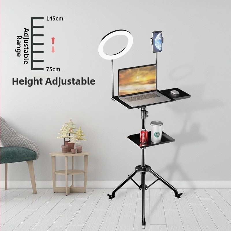 Βάση για φορητό υπολογιστή με ρυθμιζόμενο ύψος, ράφι γραφείου και περιστρεφόμενο δίσκο σε βάση τρίποδου