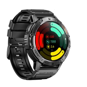 Ceas smart K65 pentru bărbați, cu ecran AMOLED circular, monitorizare sănătate (ritm cardiac, tensiune arterială, oxigen în sânge) și monitorizare somn, autonomie baterie 7–14 zile, curea din oțel inoxidabil