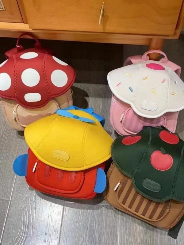 Dječji mini ruksak s motivom gljive za vrtić – poliester, sklopivi, kaiševi s zračnim jastukom, za školu