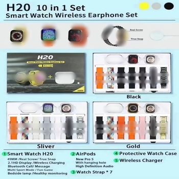 H20Ultra Pametni sat 10-u-1 komplet: praćenje otkucaja srca, krvni tlak, zasićenost kisikom, brojač koraka, NFC